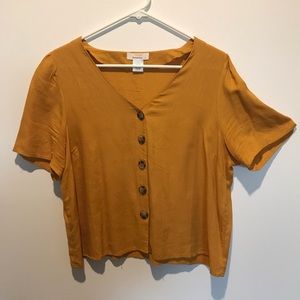 Mustard yellow blouse with buttons